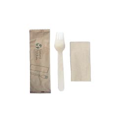 PACK TENEDOR (MADERA) + SERVILLETA KRAFT (1X500)